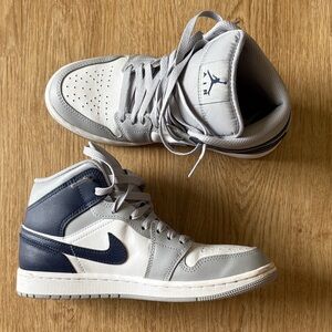 Nike Air Jordan Mid Men's White and Navy Sneakers
